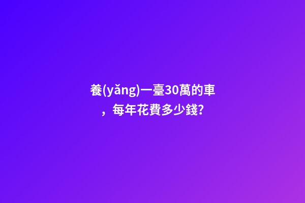 養(yǎng)一臺30萬的車，每年花費多少錢？